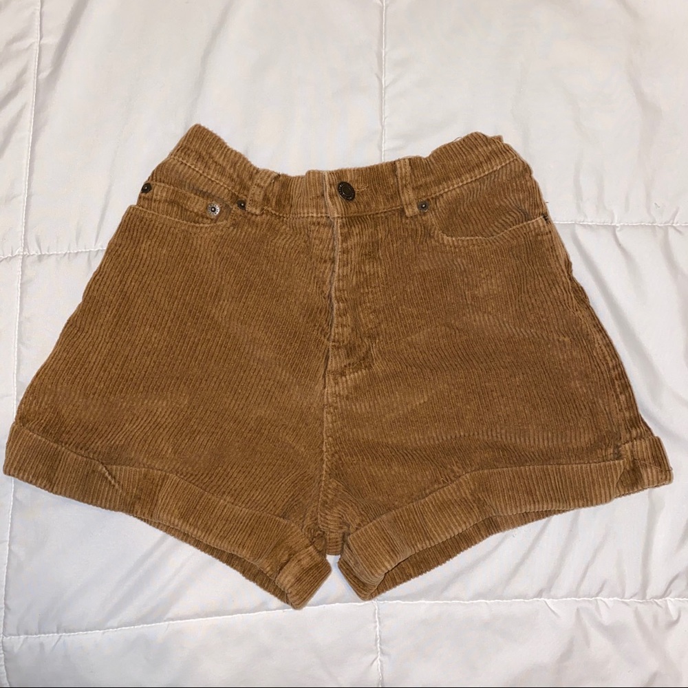 Brown corduroy high waisted shorts
